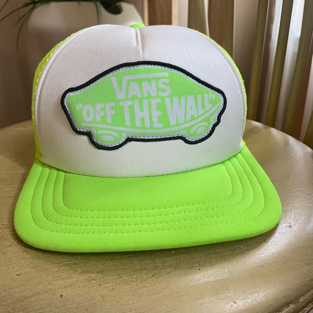 Vans Neon Green and White Trucker Hat